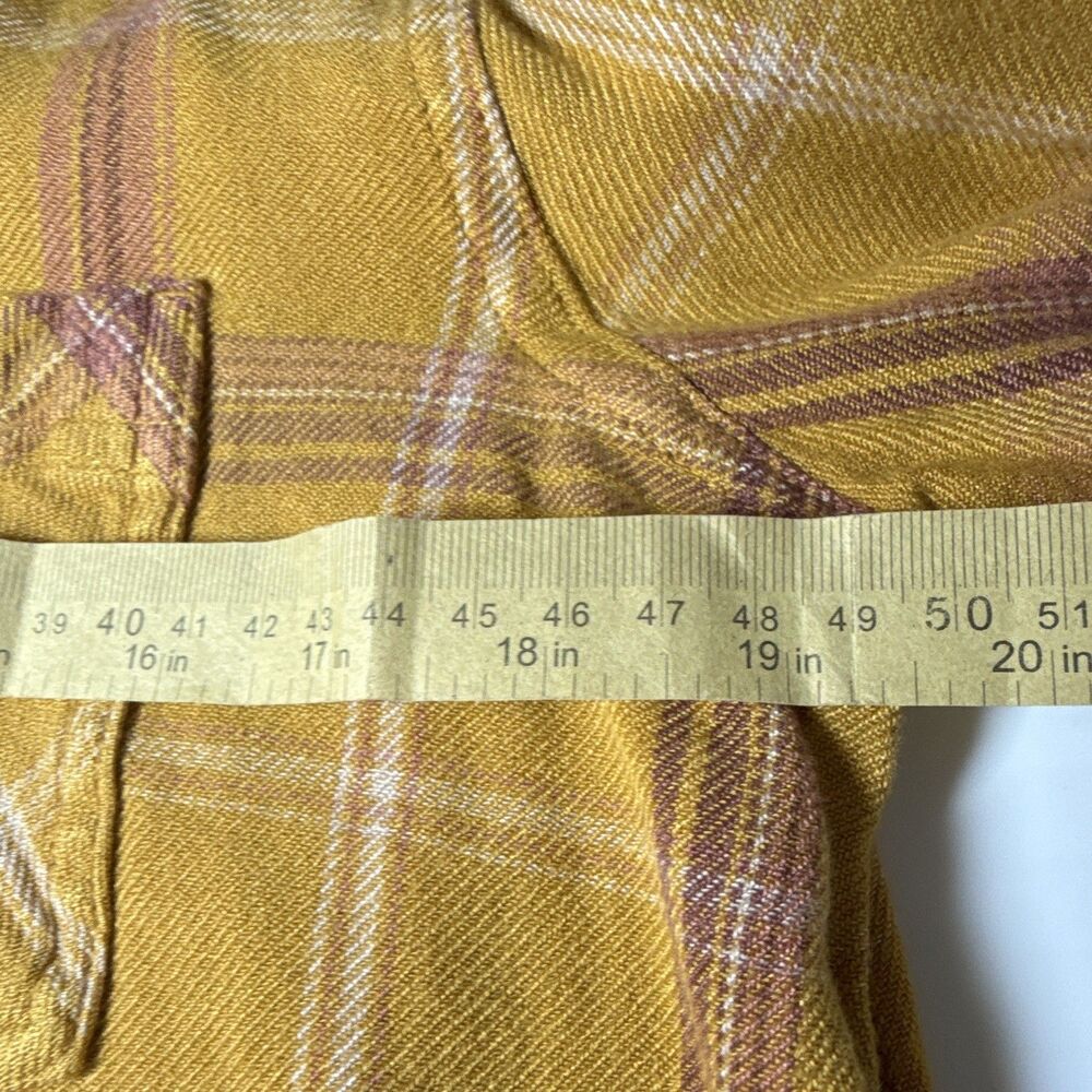 Maurices Yellow Purple White Plaid Collared Button-Up Long Sleeve Rayon XL - Picture 10 of 12